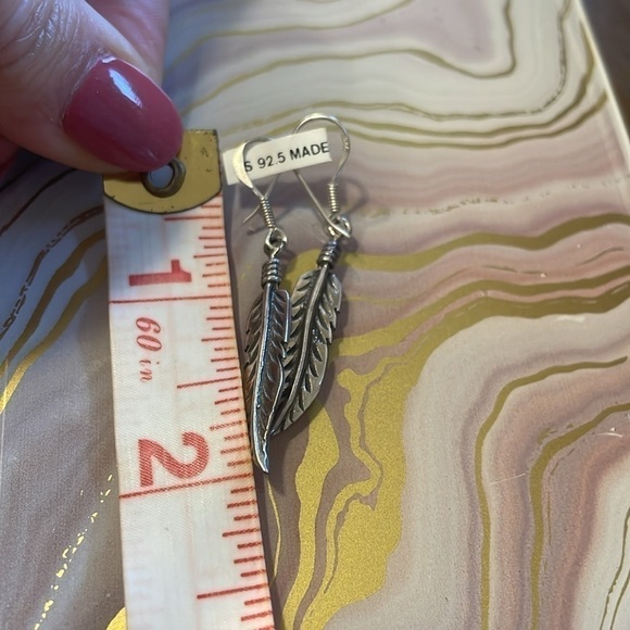 NWT Vintage Sterling Silver Feather Earrings - Picture 3 of 4